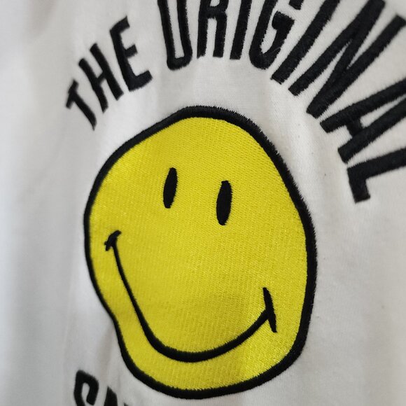 H&M Smiley Face Hoodie White Collab Graphic Pullover Sweatshirt Hoodie Men’s XL - Picture 12 of 14